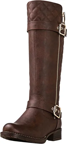 Vista 9 de GLOBALWIN - Botas acolchadas hasta la rodilla para mujer con tacón bajo, cómodas, de moda, elegantes, botas de equitación para mujer 19yy03 negro2