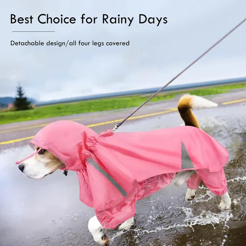 Vista 4 de SEIS 2 piezas de impermeables para perros grandes con capucha, poncho de labrador dividido y sudadera con capucha, impermeable, ropa de lluvia