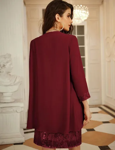 Vista 3 de GRACE KARIN Vestido de lentejuelas para mujer, vestidos de invitada de boda, vestidos de madre de la novia, vestido formal, vestido de dos piezas