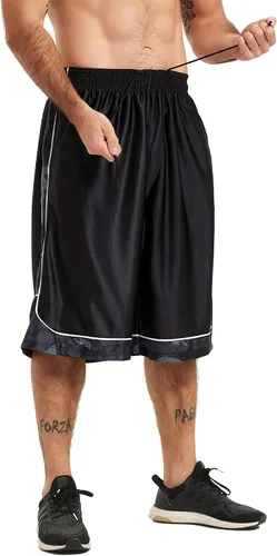 Vista 4 de HQUEC Pantalones cortos deportivos de 12 pulgadas para hombre, pantalones cortos largos de entrenamiento de baloncesto por debajo de la rodilla