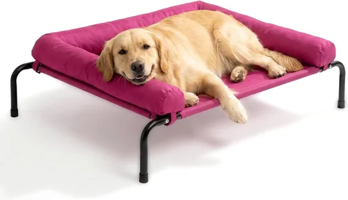Vista 4 de Cama elevada para perros con enfriamiento - Cuna elevada para perros medianos al aire libre con malla transpirable, cuna elevada portátil para Marrón