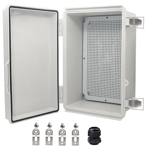 Vista 7 de Caja eléctrica impermeable, caja de conexiones IP67, pestillo de acero inoxidable, cubierta transparente con bisagras, carcasa para proyectos