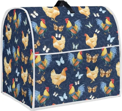Vista 9 de UNICEU Protector de cubierta de batidora de soporte de cocina con estampado retro de mariposa de girasol, con mango superior, cubierta de polvo
