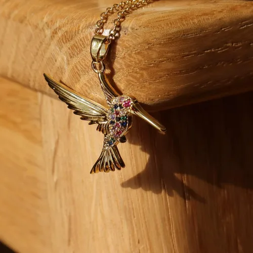 Vista 5 de Lindo collar con colgante de oro de animal para mujer, cadena de eslabones delicados, circonita cúbica brillante, regalos para parejas y familiares
