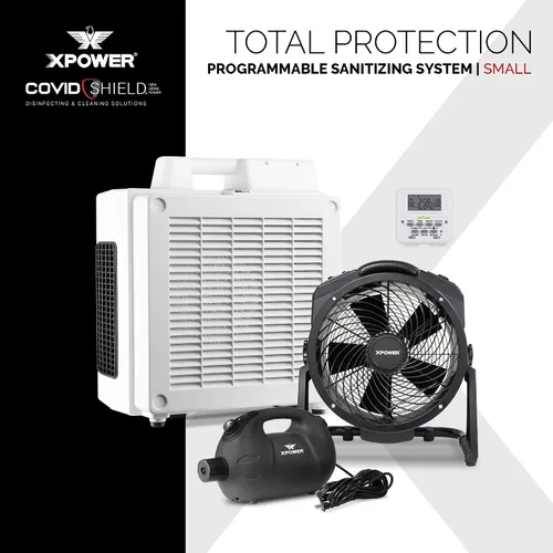 Vista 2 de XPOWER Kit de limpieza de aire desinfectante programable de protección total, pequeño