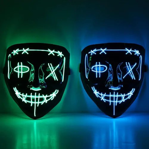 Vista 6 de GAOMON Máscara de Halloween con luz LED, máscara aterradora para festivales, cosplay, disfraces de Halloween, fiestas de máscaras, carnaval