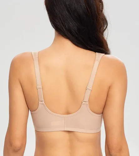 Vista 2 de Lemorosy Brasier para mujer, talla grande, sin relleno, cierre frontal, espalda cruzada, con aros, para uso diario