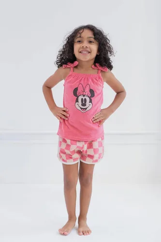 Vista 2 de Disney Minnie Mouse Princess Ariel - Camiseta sin mangas para niñas y pantalones cortos de delfín retro activo para niños pequeños y grandes