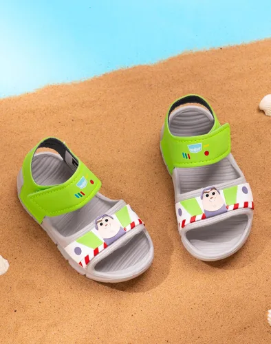 Vista 3 de Disney Toy Story Buzz Lightyear - Sandalias para niños, deslizadores de superhéroes con correa de apoyo para niños pequeños, calzado sin cordones