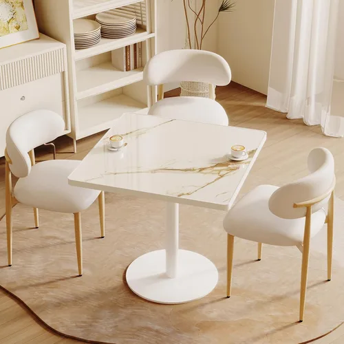 Vista 27 de Mesa de tulipán de 31.5 pulgadas, mesa de comedor redonda con mesa de Aqua Jade (oro rosa)