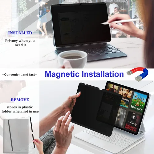 Vista 3 de Mamol Protector de pantalla magnético para iPad de 11ª generación (A6, 2025)/10ª generación (2022), protector de pantalla de privacidad, iPad