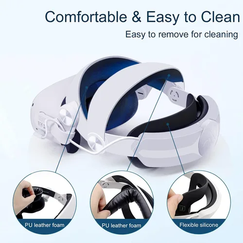 Vista 5 de Head Strap for MetaOculus Quest 2 with 6400mAh Rechargeable Battery Pack,Adjustable Elite Strap, Extend 6H Playtime, Gaming Immersion & Balance