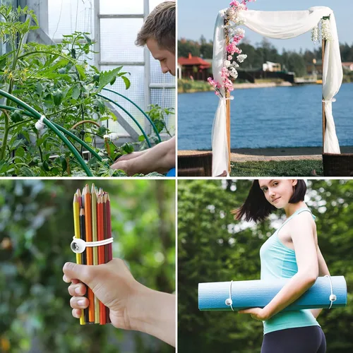 Vista 5 de 50 mini cuerdas elásticas de bolas blancas, cuerda elástica resistente de 4 pulgadas para exteriores con bolas, bolas elásticas de lona