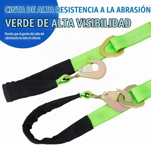 Vista 3 de Correa de Brida en V de 2" x 4' con Ganchos a Presión/Funda Cordura y Correa de Eje, Anillo en D en el Medio, Correas de Remolque de Servicio Pesado