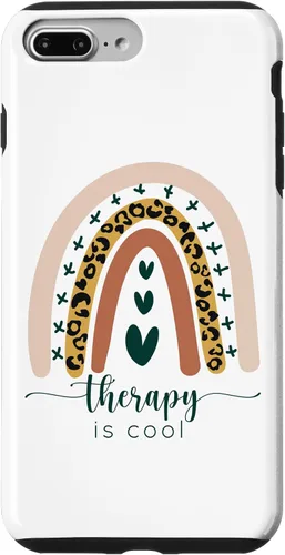 Vista 9 de iPhone 15 Therapy is Cool Mental Health Awareness Rainbow Leopard Cute Case