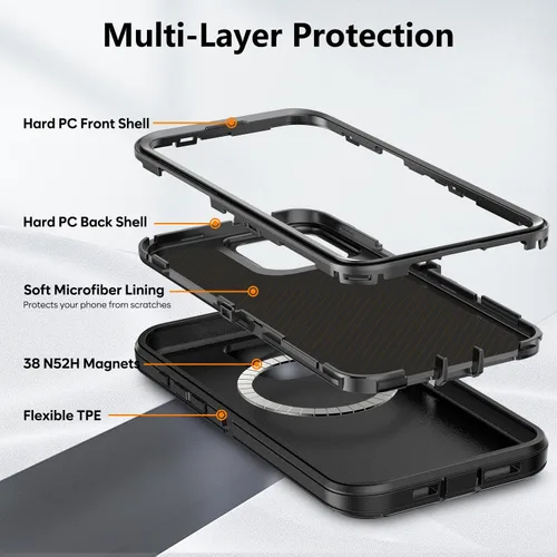 Vista 2 de TUTUKII Funda magnética para iPhone 15 Pro con funda de clip para cinturón