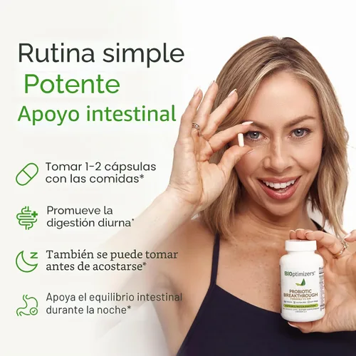 Vista 5 de BIOptimizers Probiotic Breakthrough – Lactobacillus Plantarum OM Probióticos y Prebióticos Suplemento de Salud para el Intestino, Digestivo