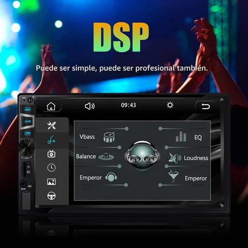 Vista 6 de Estéreo de auto doble DIN con CarPlay inalámbrico y Android Auto, radio de coche HD de 7 pulgadas con Bluetooth, entrada USB/SD/AUX, FM, SWC