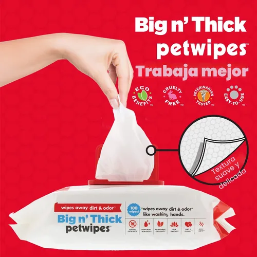 Vista 4 de Petkin Toallitas para mascotas para perros y gatos, 100 toallitas grandes – Elimina la suciedad y el olor como lavarse las manos – Limpia orejas