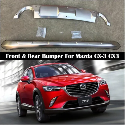 Vista 2 de Parachoques delantero y trasero compatible con Mazda CX-3 CX3 2016-2022, protector de difusor de acero inoxidable (color : parachoques delantero)