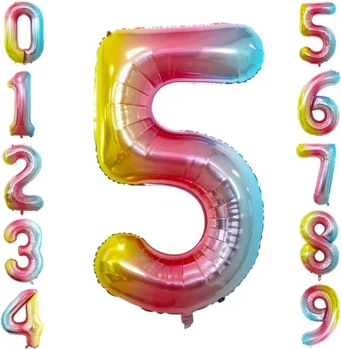 Vista 360 de Goer, conjunto de globos de papel aluminio para decoraciones de cumpleaños, globos de las letras de feliz cumpleaños y de números Oro