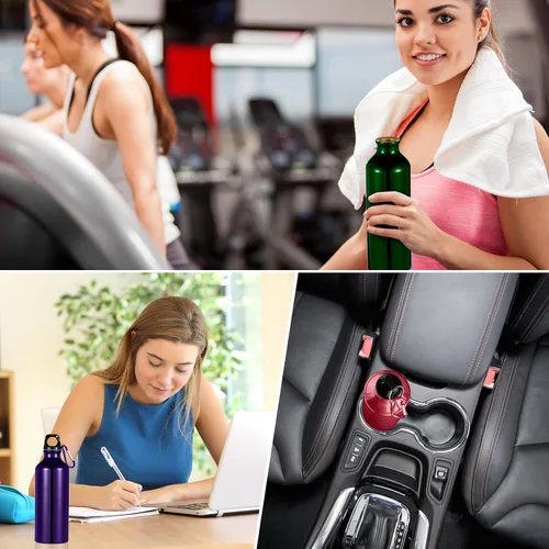 Vista 6 de 16 botellas de agua de aluminio de 17 onzas, botella de agua de aluminio para bicicleta, botellas de agua para mochileros, botellas reutilizables