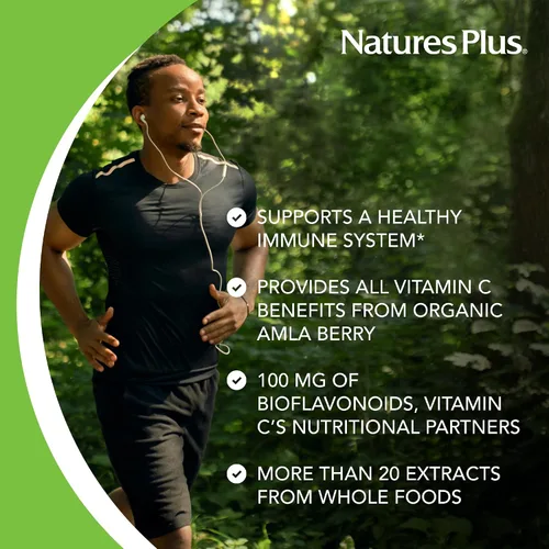 Vista 4 de NaturesPlus Source of Life Garden Vitamina C - 60 cápsulas - Apoyo al sistema inmunológico - Certificado USDA orgánico, sin OMG, vegano, sin gluten
