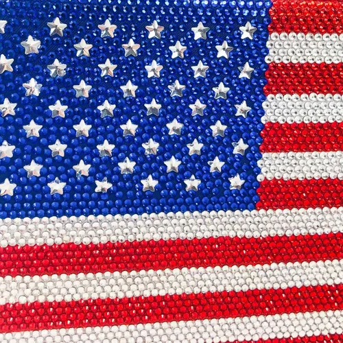 Vista 5 de Boutique De FGG The American National Flag Crystal Clutch Purse for Women Evening Bags Party Chain Shoulder Handbags,Mini