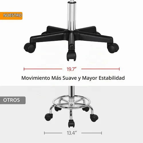Vista 6 de Yaheetech Taburete con ruedas con ruedas, silla de salón ajustable, color Negro