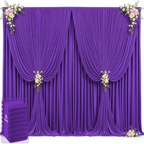 Vista 61 de 20 pies x 12 pies Cortinas de Telón de Fondo Azul Bebé Sin Arrugas para Bodas y Fiestas, Telón de Fondo de Tela Azul, Cortinas para Bodas