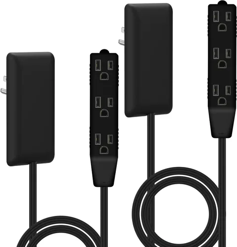 Vista 27 de LIDER LWE3-315-BK - Extensor de toma de corriente de cara plana con 3 receptáculos, enchufe de pared ultrafino, regleta de alimentación con cable