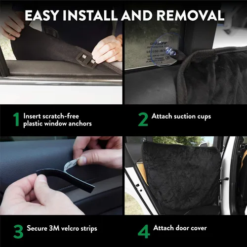 Vista 3 de Plush Paws Products Protector de puerta de automóvil de alta calidad, lavable e impermeable, cubierta interior para automóvil, camión y SUV