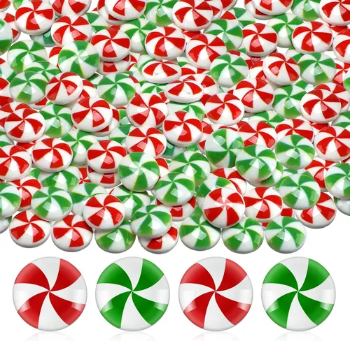 Vista 7 de Giegxin 60 piezas de bastón de caramelo de Navidad para manualidades, arcilla plástica falsa de caramelo, decoraciones de menta mini arcoíris