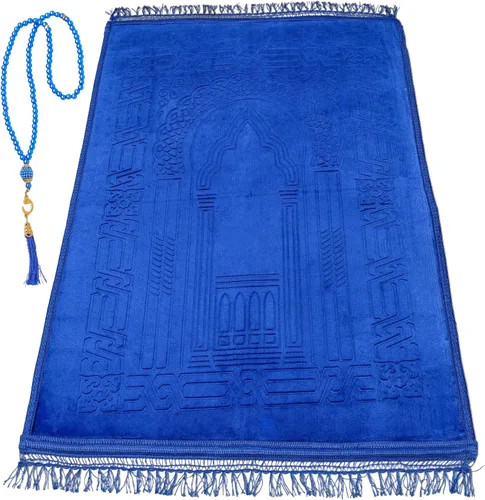 Vista 16 de Alfombra de oración – Alfombra turca Janamaz Sajada de felpa suave para hombres y mujeres, alfombrilla de oración lisa y sólida, regalo de Ramadán