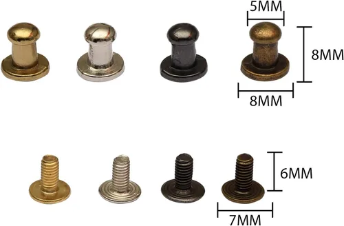 Vista 3 de Mingtao 200 juegos de remaches de botón y tachuelas de 0.315 x 0.197 x 0.315 in, cabeza redonda, tornillo trasero para cuero, manualidades, remaches