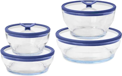 Vista 12 de Anyday Juego de 8 Piezas de Utensilios de Cocina para Microondas y Almacenamiento de Alimentos de Vidrio con Tapas de Vidrio Recipientes Sin
