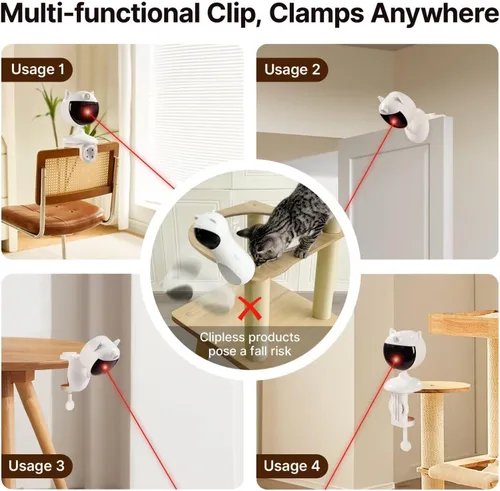 Vista 6 de Potaroma Juguete láser inteligente para gatos con sensor interactivo, activada por movimiento, Trjajectory verdaderamente aleatorio, diseño