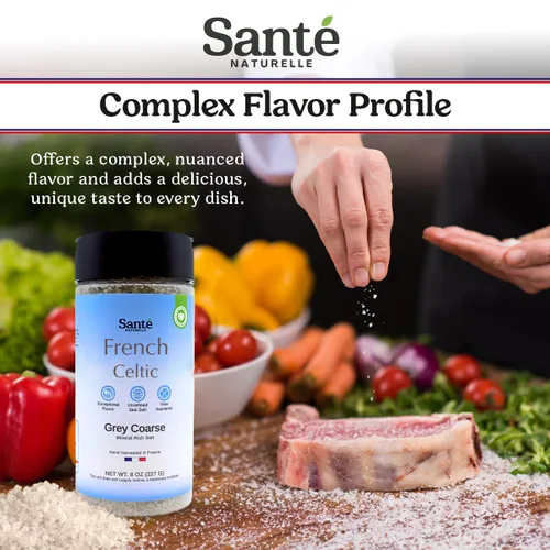 Vista 5 de Sante Naturelle Celtic Salt Organic Grey - Coctelera gruesa de 8 onzas, sal mineral, sal marina francesa sin refinar orgánica, rica en más de 82