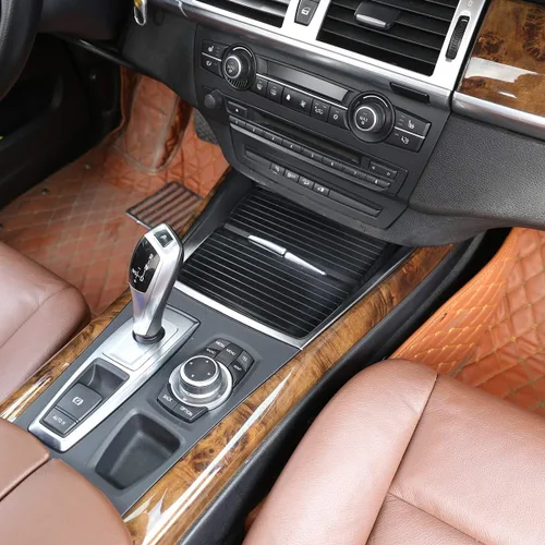 Vista 4 de YIWANG Molduras interiores de ABS cromadas para consola central de coche, decoración de marco de portavasos para BMW X5 E70 2008-2013 accesorios