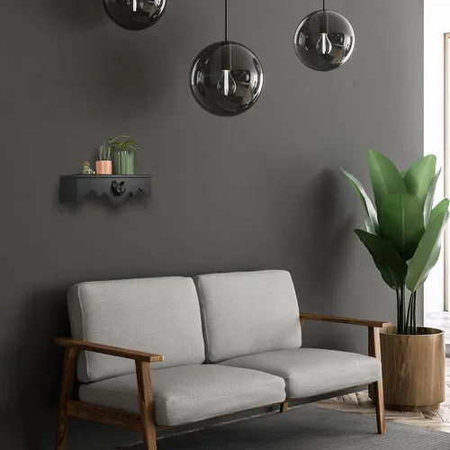 Vista 4 de Estantes flotantes de murciélago gótico, paquete de 2 unidades, color negro, espeluznante, estético oscuro, almacenamiento de pared, decoración