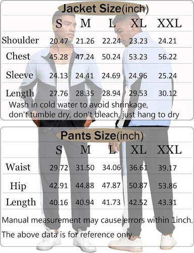 Vista 6 de Babioboa Chaqueta y pantalones de punto gofre para hombre, manga larga, con cremallera, contraste, entrenamiento, Varsity para correr, entrenamiento