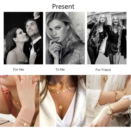 Vista 7 de Yheakne Collar de perlas Boho con forma de círculo de plata y perlas y collar minimalista y Lariat para mujeres y adolescentes plata