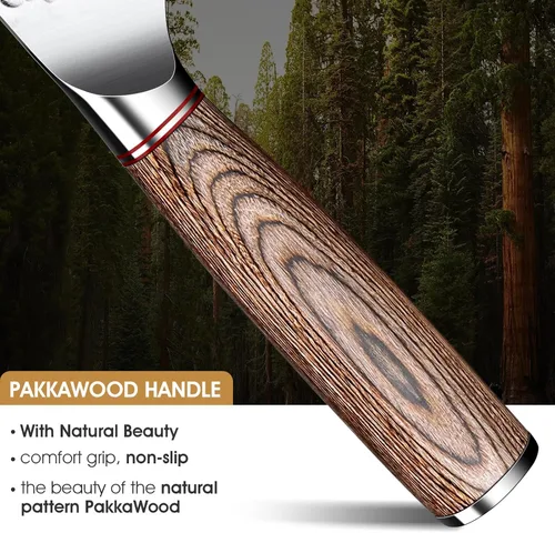 Vista 6 de Huusk Cuchillo de pan de 10 pulgadas Japón profesional de acero de alto carbono forjado a mano, cuchillos dentados ultra afilados de borde ondulado