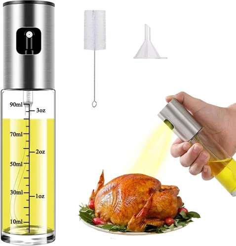 Vista 9 de Pulverizador de aceite de oliva para cocinar, rociador para freidora de aire, vinagre de canola, aceite vegetal, mini botella portátil, utensilios