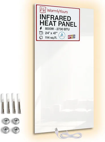 Vista 14 de Panel de calentador de pared infrarrojo de vidrio negro 600 W, panel de calor radiante eléctrico de 24 x 35 pulgadas, calentador de espacio