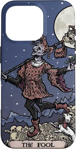 Vista 20 de iPhone 16 The Fool Tarot Card Halloween Court Jester Spooky Gothic Case