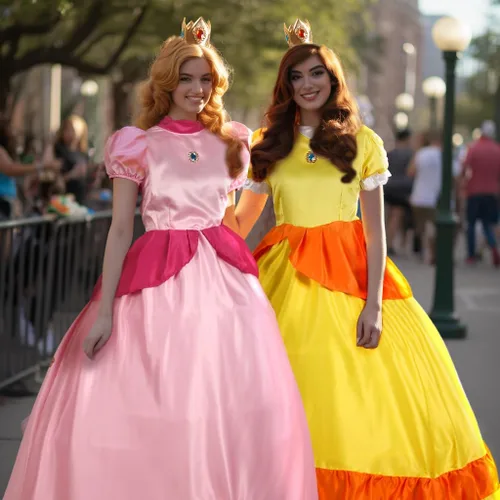 Vista 4 de Disfraz de princesa melocotón para mujer, vestido de cosplay de Super Brothers para adultos