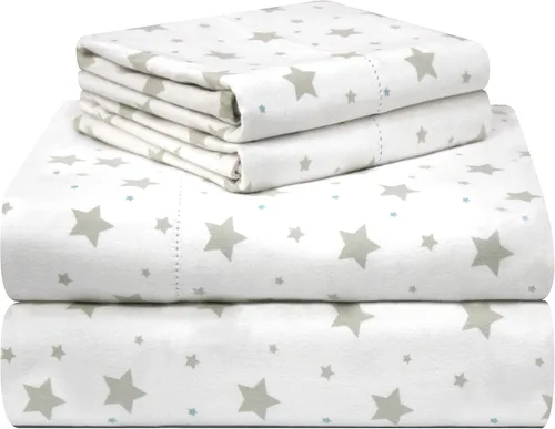 Vista 9 de Juego de sábanas Pointehaven, con estampado, de franela 100% algodón, con tacto aterciopelado de 180 g/m², tamaño individual, con diseño de Conejitos