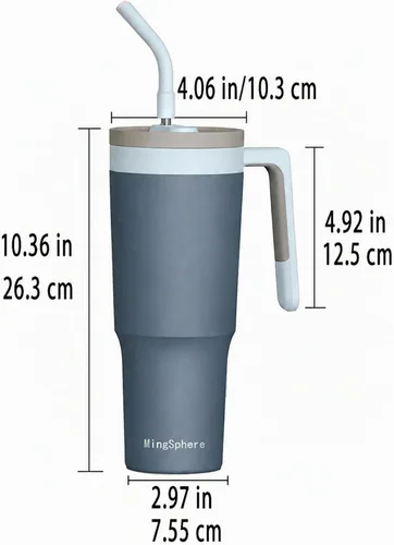 Vista 2 de Vaso aislado de 40 onzas con infusor de frutas, popote y asa Azul