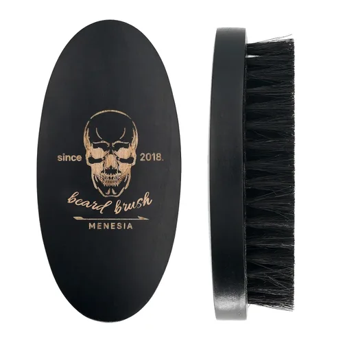 Vista 9 de Soft Boar Bristle Beard Brush for Men Cerdas de jabalí suaves y lisas, estampado de calavera, tamaño de viaje de bolsillo pequeño Cráneo